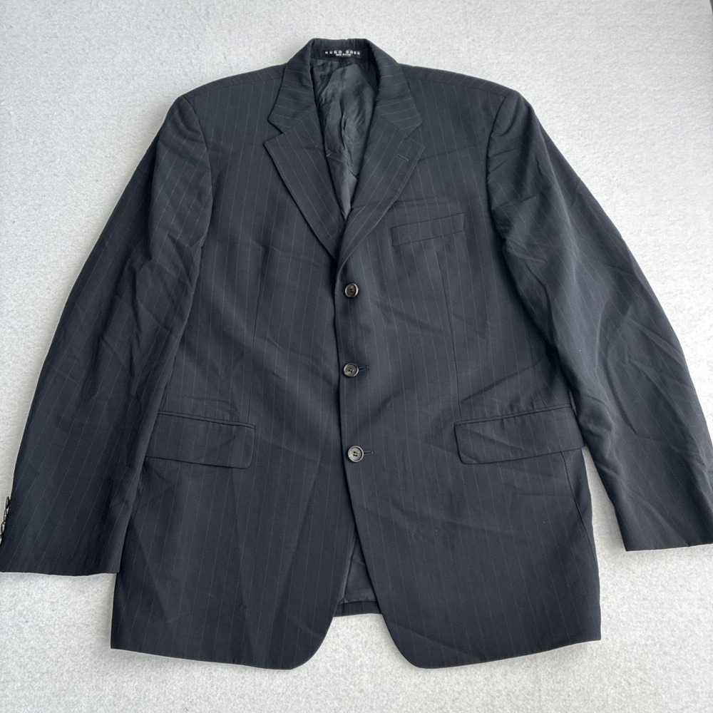 Vintage Hugo Boss Angelico Lucca US Wool Blend Mens Pinstripe Blazer Size 44R